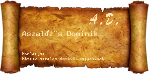 Aszalós Dominik névjegykártya